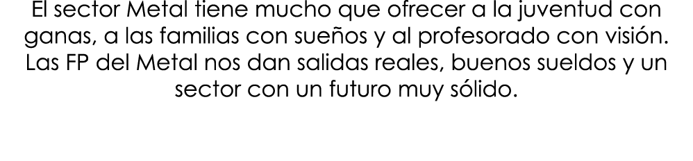El sector Metal tiene mucho que ofrecer a la juventud con ganas, a las familias con sue os y al profesorado con visi ...